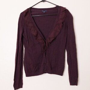 GAP Dark Purple Ruffle Cardigan XS